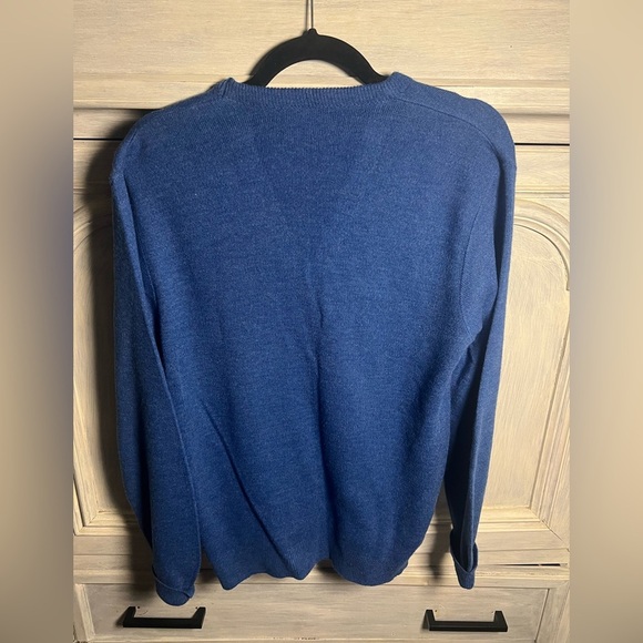 Vintage Robert‎ Bruce Wool V-Neck Sweater Royal Blue Pullover Union Made In USA - Picture 6 of 6
